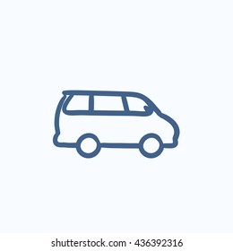 Minivan vector sketch icon isolated on background. Hand drawn Minivan icon. Minivan sketch icon for infographic, website or app.