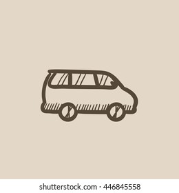 Icono de esbozo de vector minivan aislado en el fondo. Icono de Minivan dibujado a mano. Icono de esbozo minivan para infografía, sitio web o aplicación.