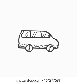 Icono de esbozo de vector minivan aislado en el fondo. Icono de Minivan dibujado a mano. Icono de esbozo minivan para infografía, sitio web o aplicación.