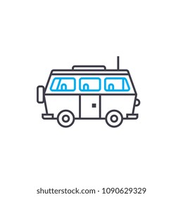 Minivan vector thin line stroke icon. Minivan outline illustration, linear sign, symbol concept.