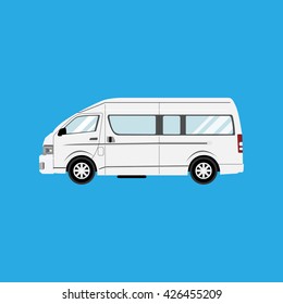 Minivan vehicle. Side view. Flat style. Vector illustration.
