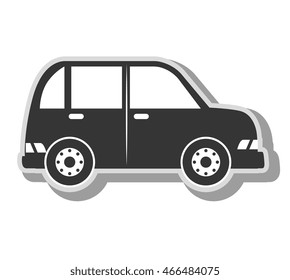 minivan vehicle transport, isolated flat icon design