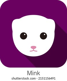 Mink Animal Face Flat Icon