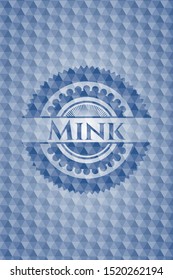 Mink blue emblem with geometric pattern. Vector Illustration. Detailed.