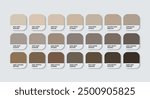 Mink Color Palette, Mink Color Guide Palette with Color Names. Catalog Samples of the Ash with RGB HEX codes and Names. Gray Color Palette Vector, Wood Design Colors, Fashion Trend Gray colors