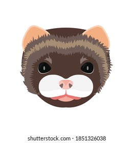 Mink muzzle in flat style. Mink isolated on a white background. Vector.