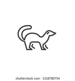 Mink side view line icon. linear style sign for mobile concept and web design. marten standing outline vector icon. Wild forest animal symbol, logo illustration. Pixel perfect vector graphics