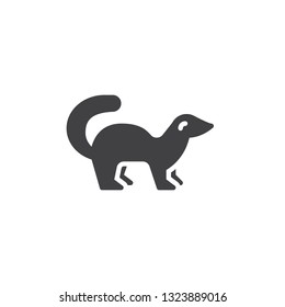 Mink Side View Vektorillustration Symbol. volles Flachzeichen für mobiles Konzept und Webdesign. Marten steht eine Glyphe Symbol. Symbol für wilde Waldtiere, Logo-Abbildung. Pixel perfekte Vektorillustration