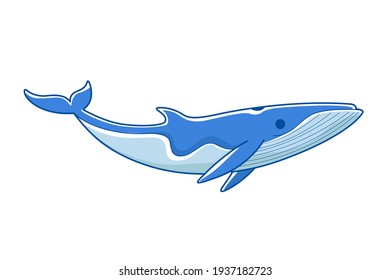 Minke whale, cute character for children. Vector illustration in cartoon style for abc book, poster, postcard.