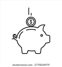 Minmal line arr icon showing a coin bank coloring page