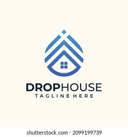 Minmalist drop and home symbol logo vector design