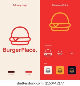 minmalist fast food burger logo concept