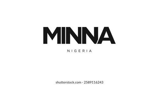 Minna in the Nigeria emblem. The design features a geometric style, vector illustration with bold typography in a modern font. The graphic slogan lettering.