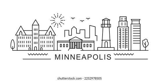 Minneapolis City Line View. Plakatdruck minimales Design.