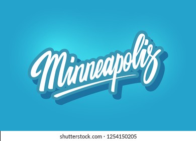 Minneapolis city modern hand written brush lettering, isolated on white background. Ink calligraphy. Tee shirt print, typography postcard, poster design. Vector illustration.