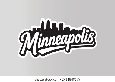 Etiqueta engomada de la marca de la escritura del horizonte de la ciudad de Minneapolis
