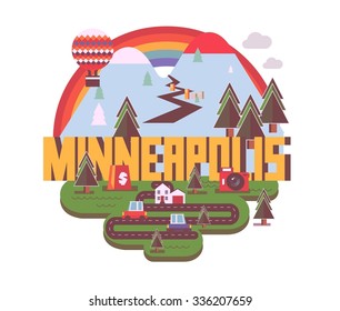 Minneapolis destination brand logo. vector cartoon