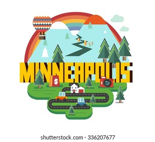 Minneapolis destination brand logo. vector cartoon