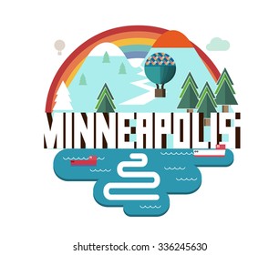 Minneapolis destination brand logo. vector cartoon