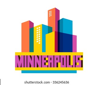 Minneapolis destination brand logo. vector cartoon