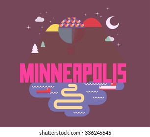 Minneapolis destination brand logo. vector cartoon