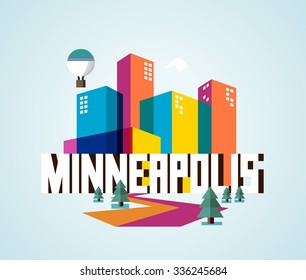 Minneapolis destination brand logo. vector cartoon