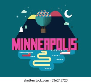 Minneapolis destination brand logo. vector cartoon