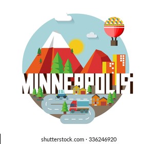 Minneapolis destination brand logo. vector cartoon