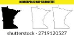 minneapolis map silhouette in black white and outline versions suitable for city guides informational graphics and local branding
