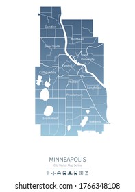 Minneapolis Map. Us City Vector Map. 