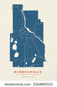 Minneapolis map vector poster flyer	