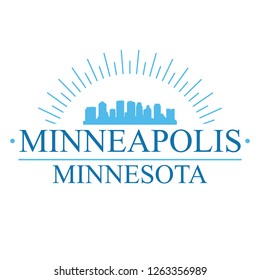 Minneapolis Minnesota. Banner Design. City Skyline. Silhouette Vector. Famous Monuments.