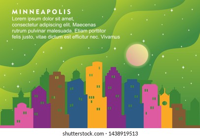 Minneapolis Minnesota City Building Cityscape Skyline Dynamic Background Illustration