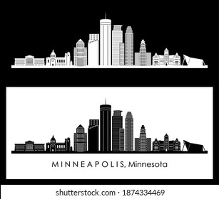 Minneapolis Minnesota Skyline City Silhouette Stock Vector (Royalty ...