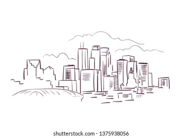 Minneapolis Minnesota usa America vector sketch city illustration line art 