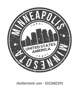 Minneapolis Minnesota USA Stamp Logo Icon Skyline Silhouette Symbol Round Design Skyline City 
