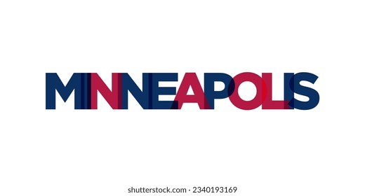 Minneapolis, Minnesota, USA typography slogan design. America logo with graphic city lettering for print and web products.