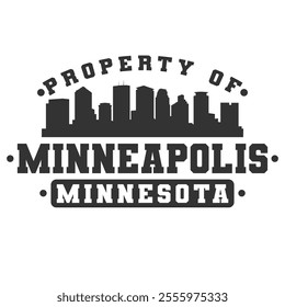 Minneapolis, MN, USA City Varsity Skyline. A Logotype Sports College and University Style. Illustration Design Vector Emblem.