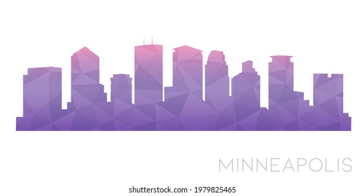 Minneapolis, MN, USA Minneapolis, MN, USA Low Poly Skyline Clip Art City Design. Icono de horizonte gráfico de polígono geométrico. Símbolo de ilustración vectorial.