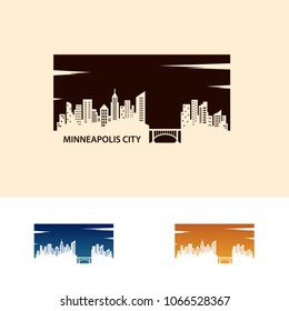 Minneapolis Skyline City Logo Vector