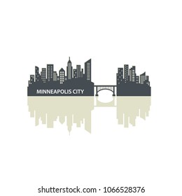 Minneapolis Skyline City Logo Vector