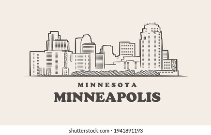 Minneapolis Skyline, Minnesota-Skizze