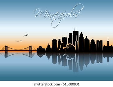 Minneapolis skyline - Minnesota -  vector illustration 