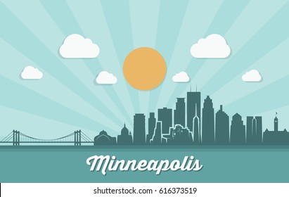 Minneapolis skyline - Minnesota - vector illustration