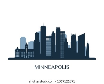 Minneapolis Skyline Monochrome Silhouette Vector Illustration Stock ...