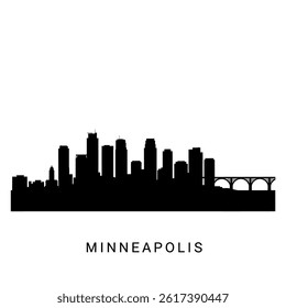 Minneapolis Skyline Silhouette with Cityscape.
