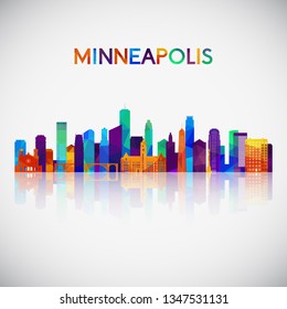 Minneapolis Skyline Silhouette in buntem geometrischem Stil. Symbol für Ihr Design. Vektorgrafik.