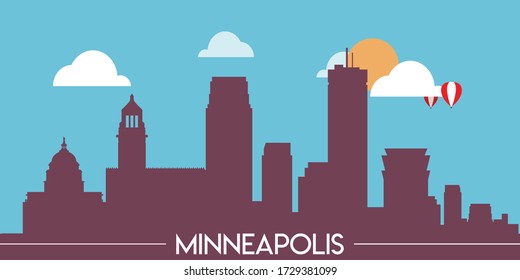Minneapolis skyline silhouette flat design vector illustration
