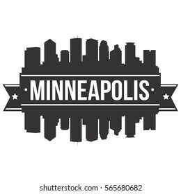 Minneapolis Skyline Stamp Silhouette . Reflection Landscape City Design. Vector Cityscape Icon.  