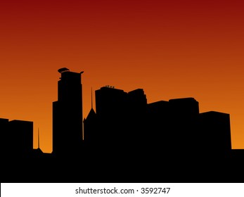 Minneapolis skyline at sunset illustration